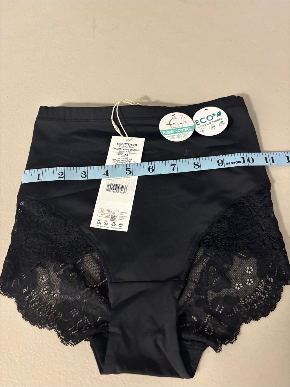 Eco Tummy Control High-Waist Lace Briefs - Black